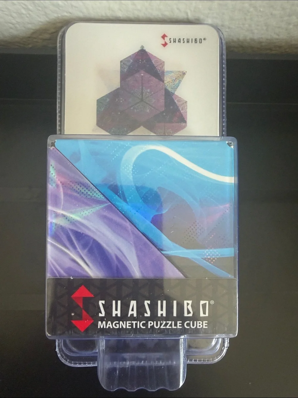 Shashibo Magnetic Puzzle Cube - Blue & Purple Swirl Collectible Fidget